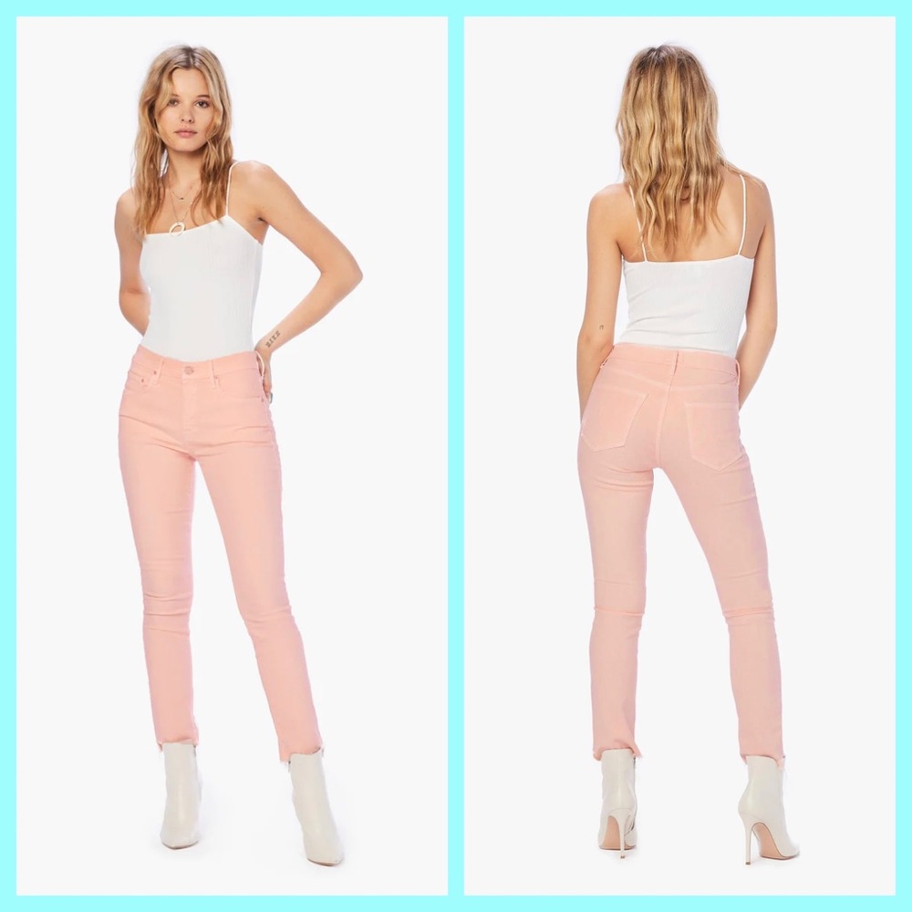 Mother Pink Lemonade Looker Ankle Step Fray Jeans - Picture 3 of 12